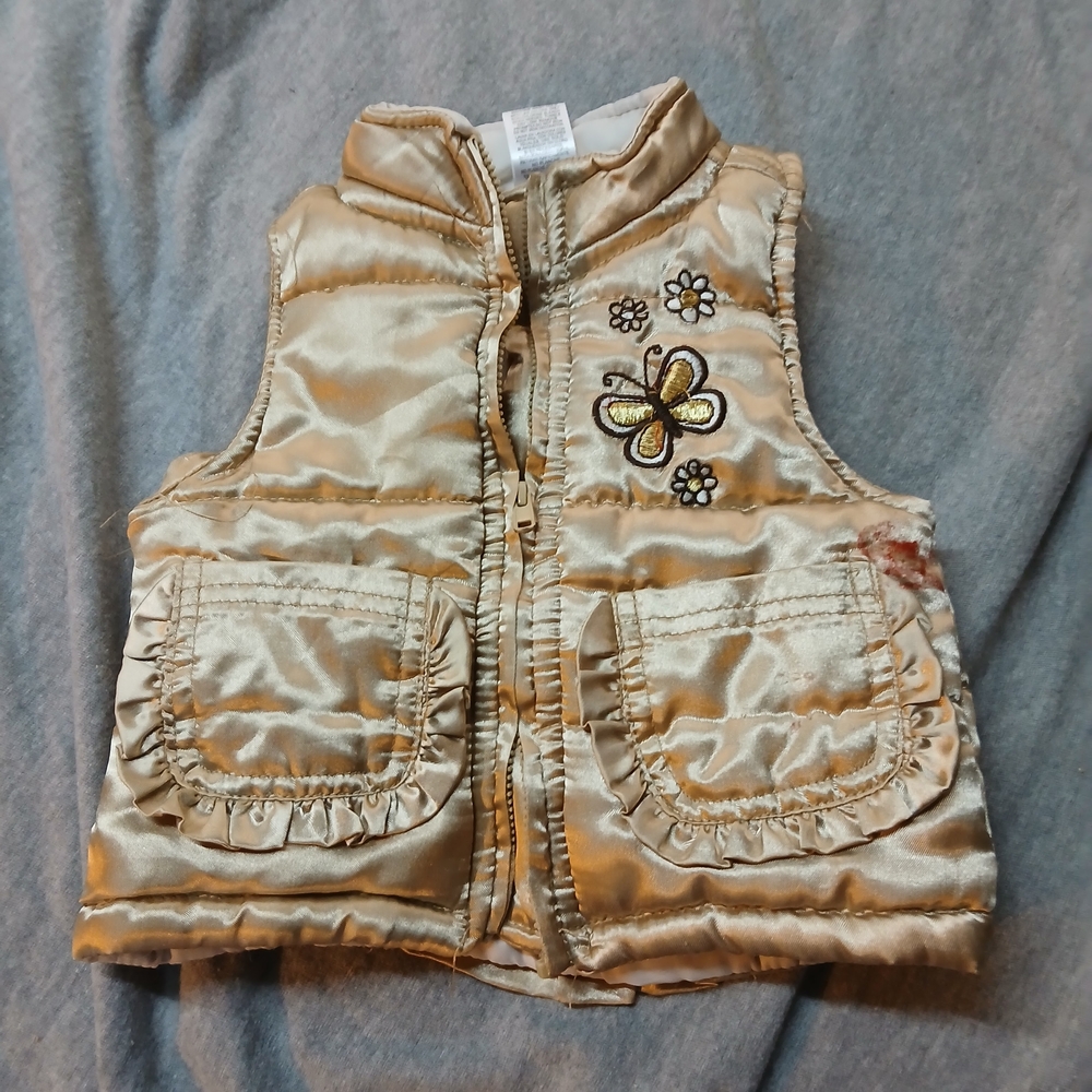 The Children's Place Gold Vest with Butterfly Embroidery